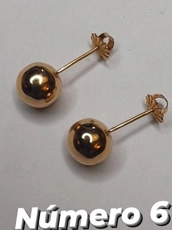 Aros Oro 18k Bolita N6