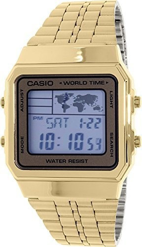 Reloj Casio World Time De Acero Inoxidable Dorado Para Hombr