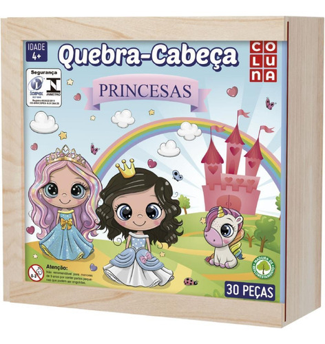 Quebra Cabeça Princesas 30 Peças Madeira Presente Infantil