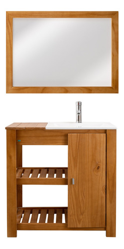 Vanitory Madera 80cm Puerta Bacha Marco