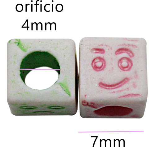 Cuenta Separador Acrílico 100g Pulseras Bisutería Collares Carita Cubo 320pz 7 Mm 7 Mm