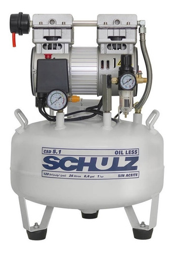 Compresor Aire Csd-5.1 26lts 1 Hp 220v Sin Aceite Schulz