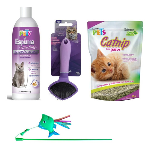  Espuma Para Baño En Seco, Cepillo, Catnip Kit Para Gato