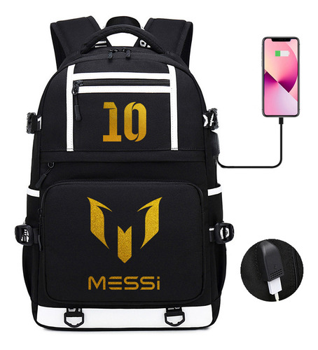 Mochila Transfronteriza Del Fc Ronaldo Con Diseño De Messi P Color Black-3 Diseño De La Tela 15*30*47