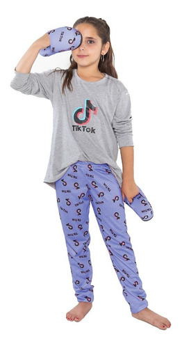 Imagen 1 de 3 de Pijama De Invierno Para Chicas Nenas Con Pantuflas Tik Tok