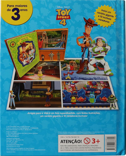 Livro - Toy Story 4 Amigos Para A Vida Com Ilustrações + Cenário Gigante + 10 Miniaturas De Personagens - Oficial Disney