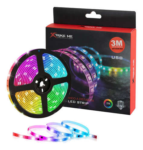 Tira Cinta Led 5050 Rgb 3m C/ Bluetooth / Usb Xtrike Me