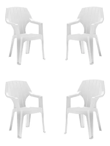 comprar Pack X 4 Sillas Sillon Plastico Jardin Reforzado Posabrazos