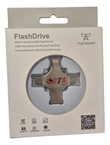 Pen Drive 4 Em 1 Usb 3.0 Tipo C iPhone Android Gta Tech C/nf