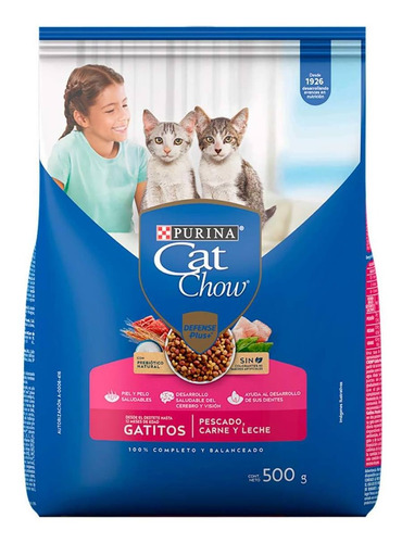 Alimento Purina® Cat Chow® gatito pescado carne y leche 500g