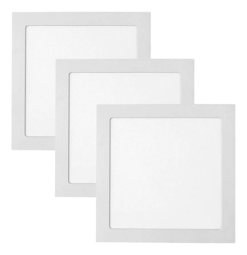 Kit 3 Painel Plafon Led De Embutir 18w Quadrado Branco 20x20