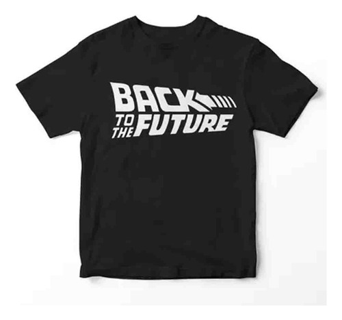 Remera Back To The Future Logo Blanco Negra Large