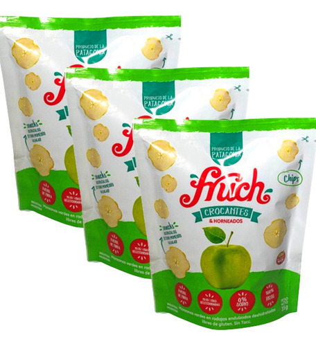 X3 Chips De Manzanas Verdes Fruch Crocantes Sin Tacc Kosher