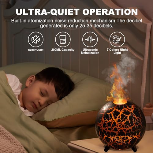 Humidificador De Volcán Difusor De Llama: 200ml 7 Colores Di