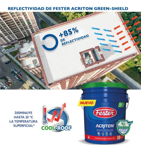 Impermeabilizante Acrílico Fester Acriton Green-shield 19l Blanco Blanco