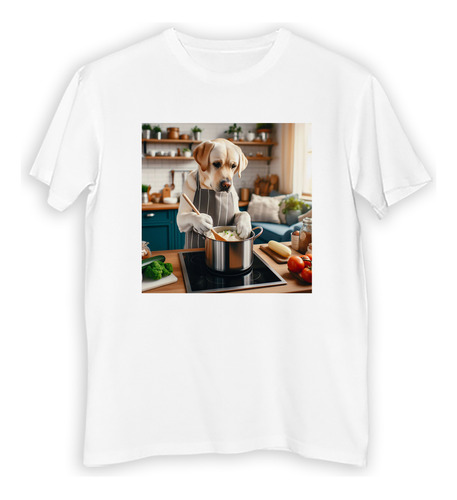 Remera Hombre Labrador Perro Cocinando Cocina Comida M4