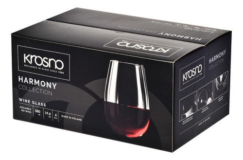 Copa Sin Tallo Pie Vino Vaso Línea Harmony Set X6u Krosno Color Cristal