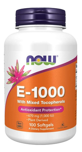 E1000 Now Foods Vitamina E Importada Antioxidante Imunidade