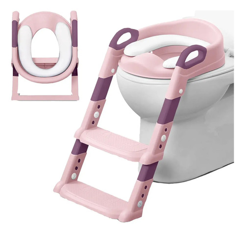 Assento Redutor Infantil Escada Para Vaso Sanitário Troninho Cor Rosa Lisa