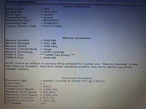 Tarjeta Madre Dell E6220 P15s Corei5 De 2 Generación (Usado)
