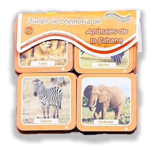 Juego De Memorias Animales Sabana Didáctico Niños Creativo