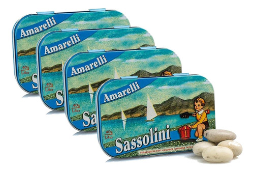 Bala De Licorice Sassolini Amarelli 40g (4 Latas)