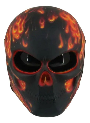 Casco Motociclista Moto Calavera Flamas Dot 