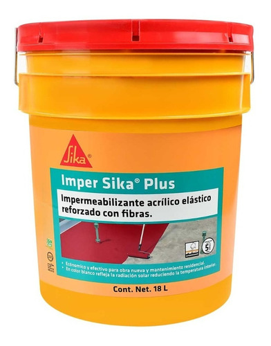 Impermeabilizante Acrílico Imper Sika Plus 18 L Rojo