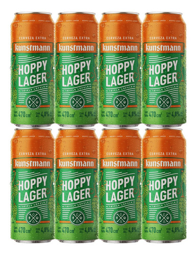 Imagen 2 de 9 de Cerveza Importada Kunstmann Hoppy Lager Lata 470ml Pack X8