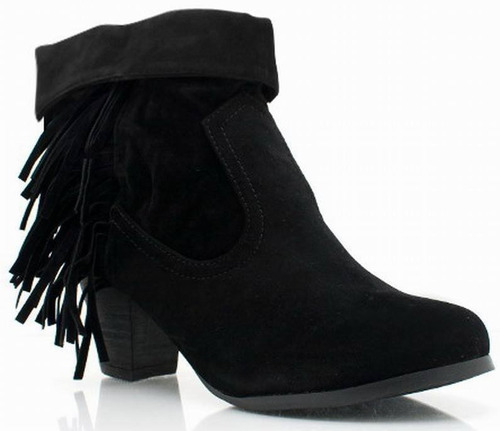 Botin Suede Flecos Taco 9 Cms. Importadas Usa A6