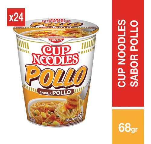 Sopa Instantánea Cup Noodles Nissin Sabor Pollo - 24 Uds