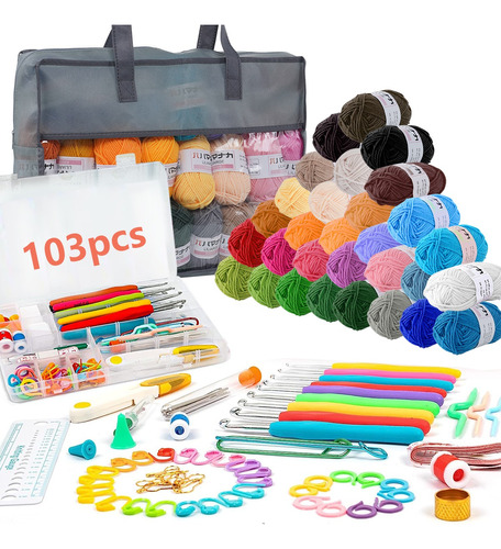 Kit De Agujas De Ganchillo Y Accesorios Para Tejer 103pcs