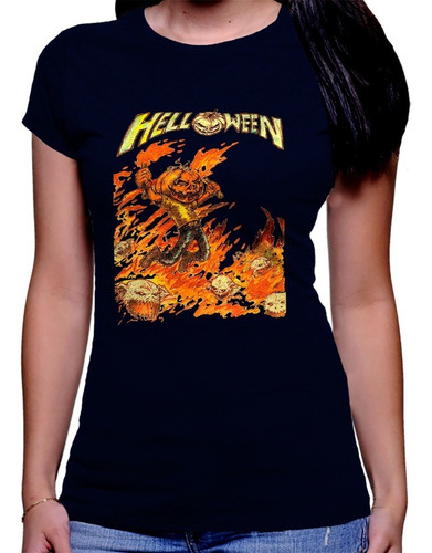 Camiseta Dama Premium Rock Estampada Helloween