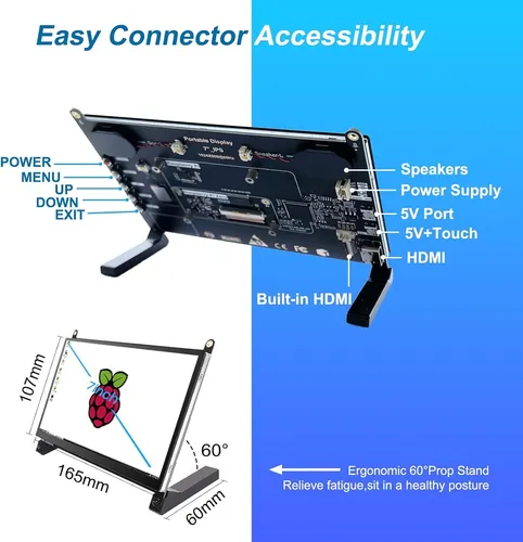 Pantalla Táctil Ips De 7 Pulgadas Para Raspberry Pi 1024 X