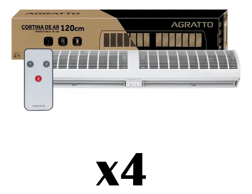Kit 4 Cortinas De Ar 120cm Com Controle Remoto Agratto 220v