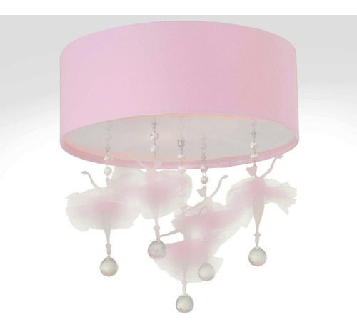 Luminária Plafon 40x15 Bailarinas Com Cristal Quarto Menina Cor Rosa 110V/220V (Bivolt)