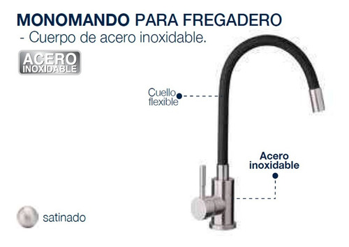 Imagen 6 de 7 de Llave Monomando Mezcladora Fregadero Super Flexible Negro