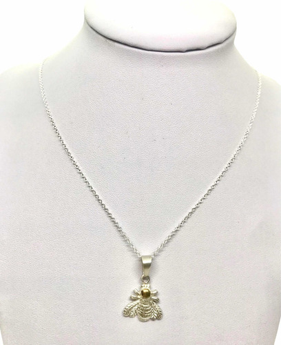 Imagen 4 de 6 de Cadena Modelo Rolo Con Dije De Abeja De Plata & Oro