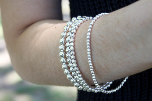 Pulsera De Plata 925 Con Bolitas (ki6001) Largo 19 Cm
