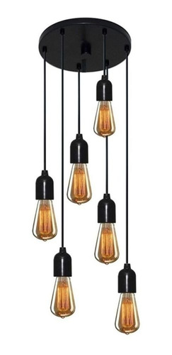 Lustre Luminária Retro 4162/6 Suporte Para Lâmpada Preto