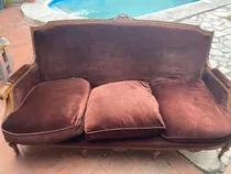 Comprar Sillón De 3 Cuerpos Antiguo En Muy Buen Estado Vintage Bordó Liso