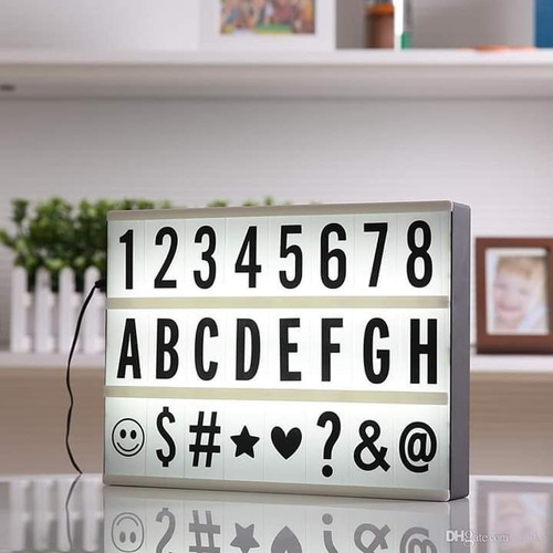 Tablero Led Con Letra Negra, Caja Luz Cine Mensajes, 30 Cms