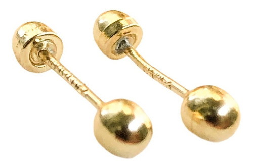 Broqueles Oro Bolita Moda Calidad 100% Oro 10k Niña Bebe 4mm