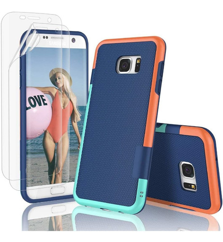 Funda Para Samsung Galaxy S7 Edge - Azul + Protectores