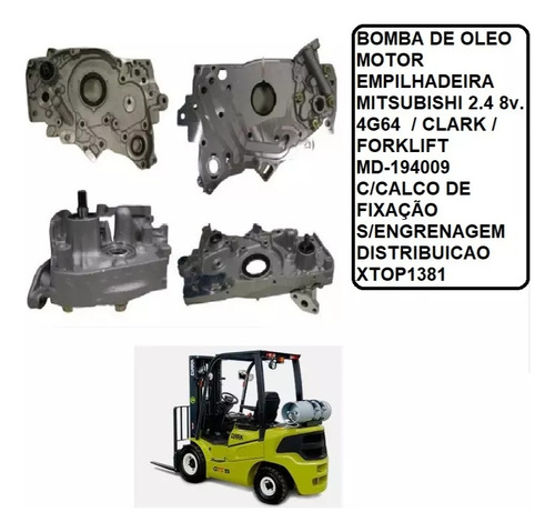 Bomba Oleo Empilhadeira Mitsubishi 2.4 8v 4g64 Md-194009