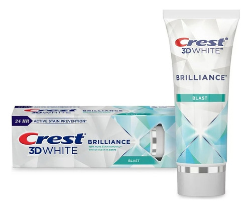 Pasta de dentes Crest 3d White Brilliance Blast  em creme  sem glúten 99 g