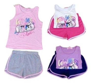 Conjunto Camiseta Y Short Verano Para Niña Modelos Bkx-130