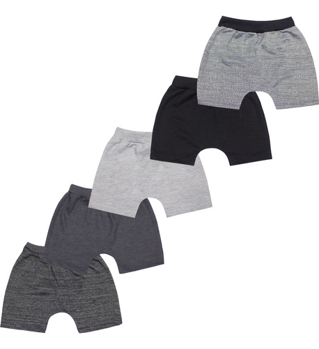 Kit 5 Bermudas Infantil Menino Modelo Saruel Moletom Careca