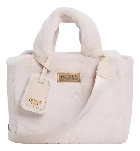 comprar Bolsa Guess Vanna Fur Tote Negro Y Rosa Crossbody Y Tote