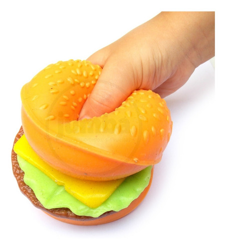 Imagen 4 de 4 de Squishy Hamburguesa Stress Ball Juguete Apretable Antiestres